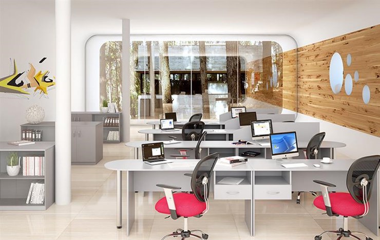 Набор мебели в офис SIMPLE с эргономичными столами и тумбами в Стерлитамаке - изображение 1
